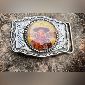 JOHN WAYNE Western Belt Buckle MADE IN USA  NOS